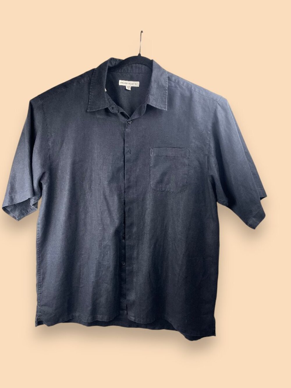 Retro Black 100% Linen Oversized Button Up